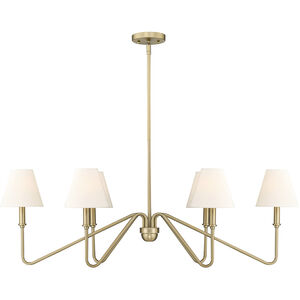 Kennedy 6 Light 41.63 inch Brushed Champagne Bronze Linear Pendant Ceiling Light in Ivory Linen